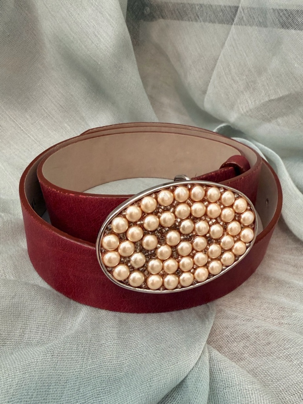 Streets Ahead Pearl-Cluster Burgundy Belt